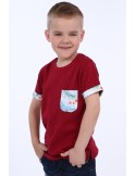 Jungen-T-Shirt mit Tasche, Burgunderrot NDZ4477 – Online-Shop – Boutique